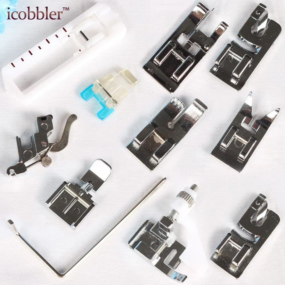 11 Pcs/Set Sewing Machine Presser Foot Crochet Blind Stitch Hem Universal Nail Button Qvercas Cording Zipper Tool|presser foot|set sewingtools sewing