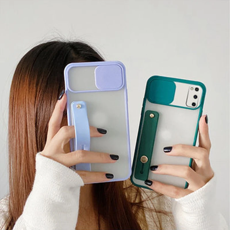 wrist strap phone holder case for samsung galaxy a32 4g a52 a72 a12 s21 plus note 20 ultra a51 a71 a02s s20 fe matte cover free global shipping