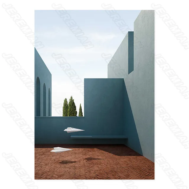 

Cartoon House Construction Landscape Poster Nordic Style Wall Art Canvas Print Painting Modern Living Room Decoration
