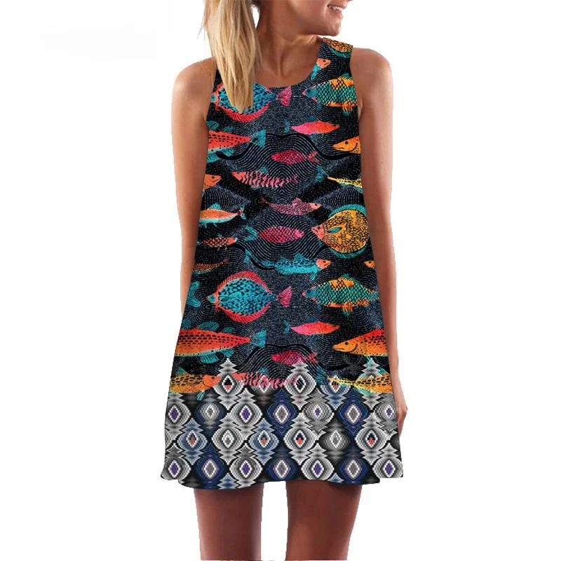 

3D Floral Print Dress Women New Arrival Casual Loose Summer Plus Size Dress 2021 Chiffon Vestidos Party Dresses
