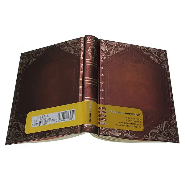 

Vintage Classic Retro Golden Plaid Framed Notebook Portable Diary Journal Book