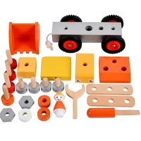 engineering blocks kit construction toy wooden construction game set building block tool cart baby boy building toys interes