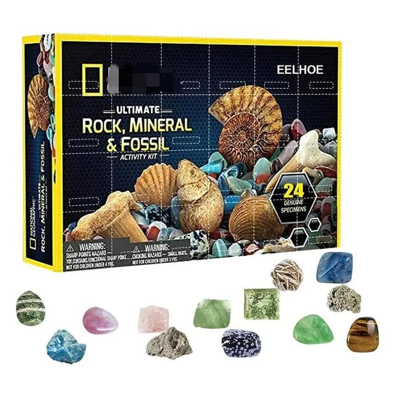 

24pcs/Box Natural Mineral Specimen Gift Polished Stone Gemstone Quartz Crystal Collectible Ore Christmas Gift Box Home Decor