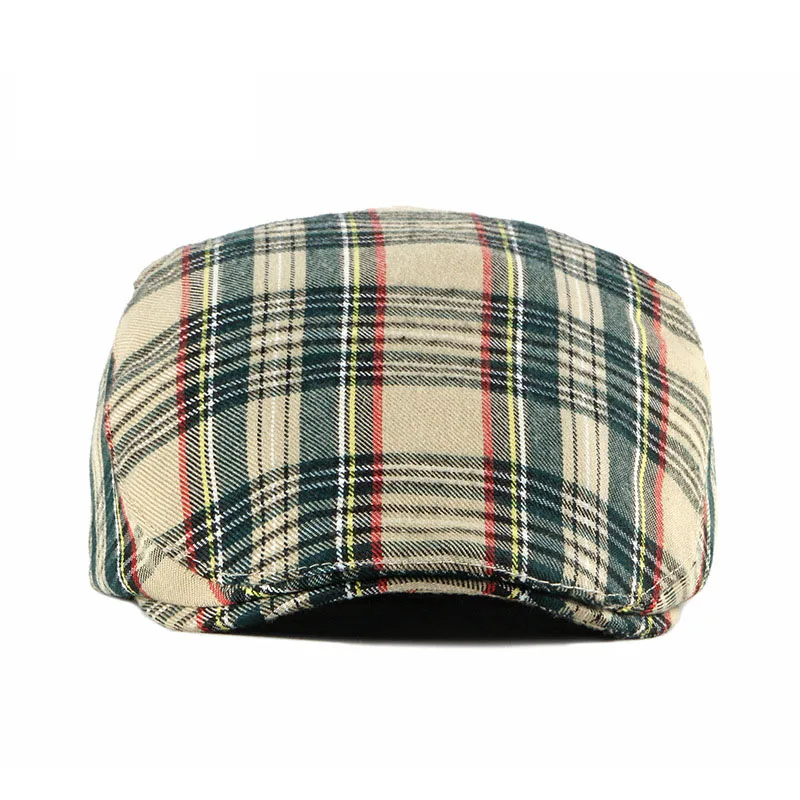Outdoor Sports Cotton Beret Caps For Women Men British Vintage Flat Caps Casual Elastic Plaid Berets Hats Casquette Cap