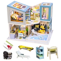 miniature house diy dollhouse kit roombox with music 3d model building adult gifts toys for children wooden doll house furniture