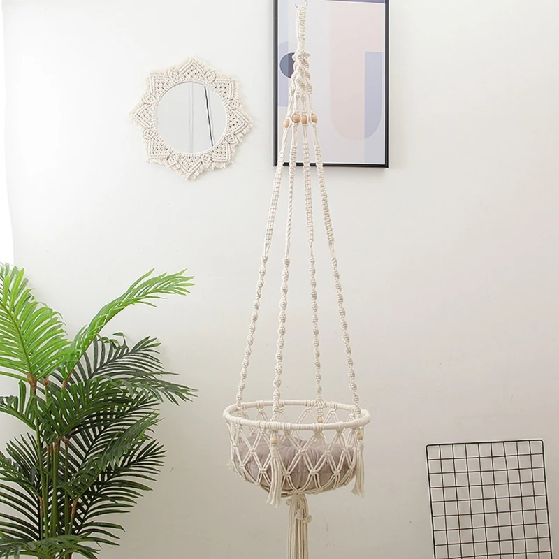 

Nordic Macrame Plant Hangers Handmade Woven Cotton Rope Mesh Net Tassel Hanging Flower Pot Holder Basket Garden Decor