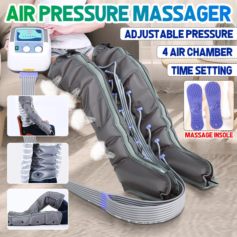 

4 Air Chambers Air Compression Massager Vibration Infrared Therapy Leg Arm Waist Pneumatic Relax Pain Relief Blood Circulation