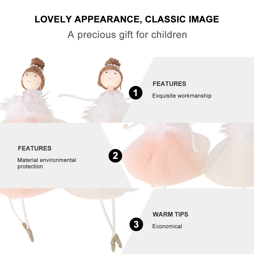 

2Pcs Plush Doll Ornaments Bllerina Girl Hangings for Kids White and