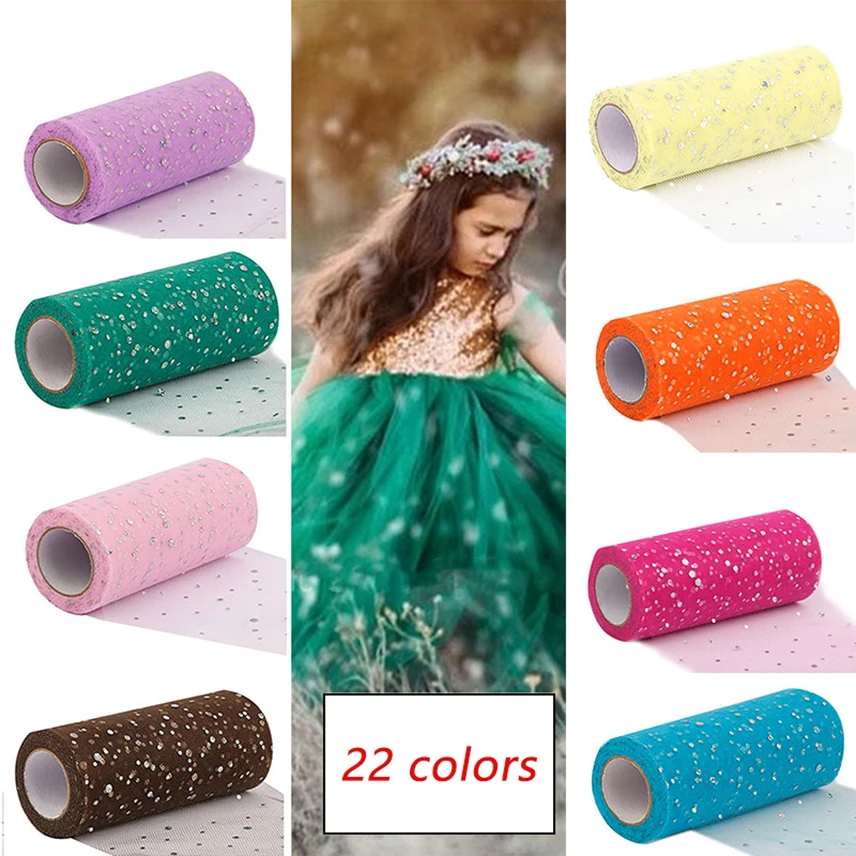 

10 Yards Glitter Tulle Roll 15cm Sequin Tulle Fabric DIY Tutu Skirt Laser Fabric Ribbon Party Decor Supplies Wedding Decoration