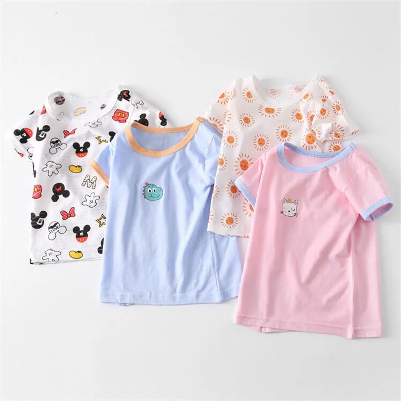 

Children's Cotton T-shirt for Girls Boys Clothes Summer 2021 New Baby Kids Cartoon Pattern Print Shirts Tops