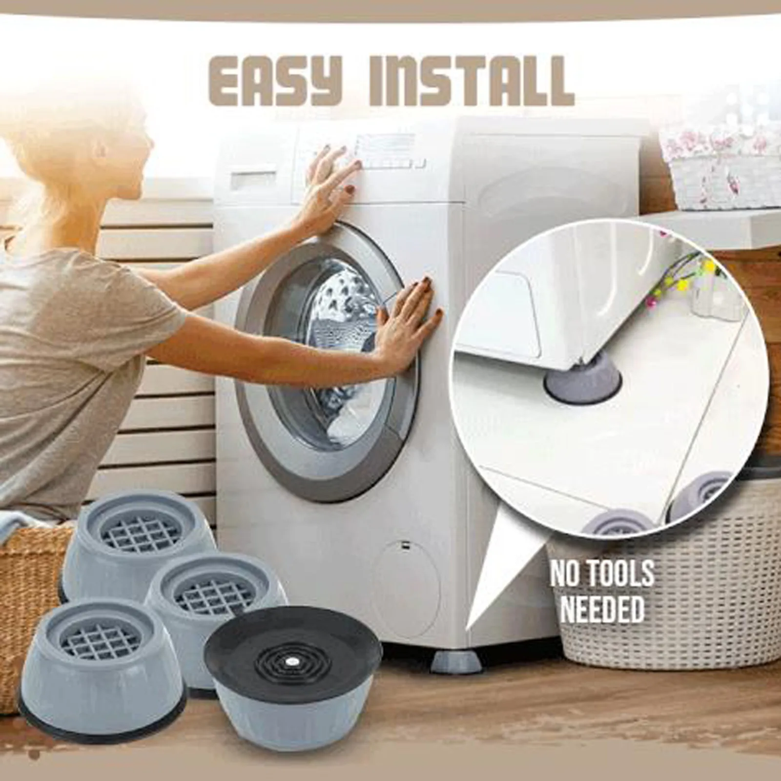 

8pcs Anti-skid And Shock-absorbing Base For Washing Machine Refrigerator Washing Machine Feet Pads Proof Furniture Protectors