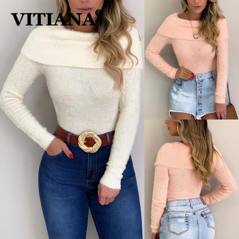 VITIANA Зимняя Повседневная Блузка для женщин осень 2019 Женский облегающий Топ с