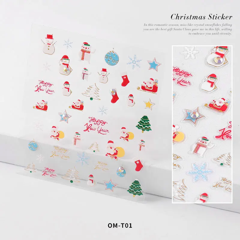 

2020 New Winter Christmas Nail Sticker With Rhinestone Nail Decals Nail Art Sticker DIY Manicure Snowflake Waterproof Xmas Gift