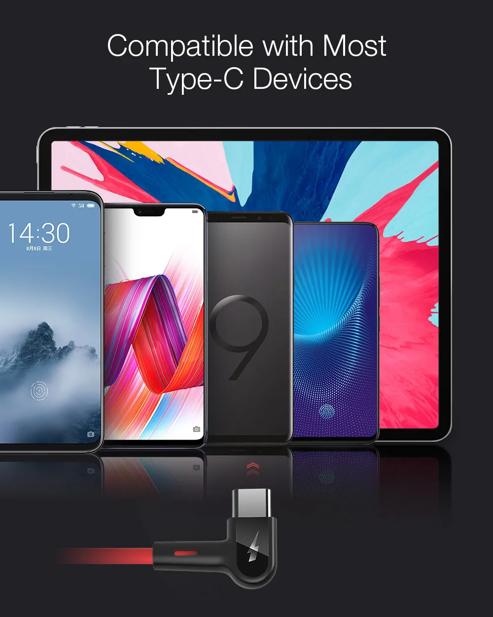 Blitzwolf BW-AC1 USB A к type C 3A зарядный кабель для передачи данных 90 ° под прямым углом для samsung Xiaomi HUAWEI играя в игры для мобильных телефонов