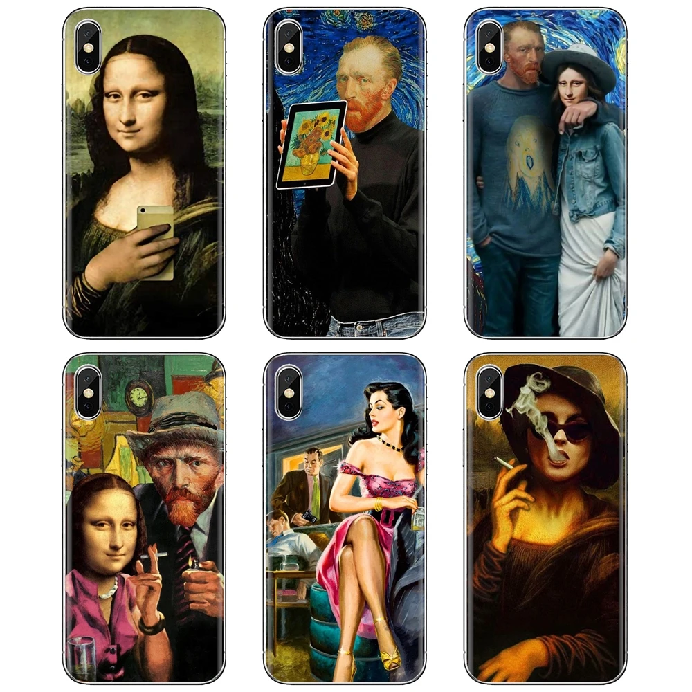 Мягкий чехол с рисунком Ван Гога Моны Лизы девушки груши серьги для Samsung Galaxy J1 J2 J3