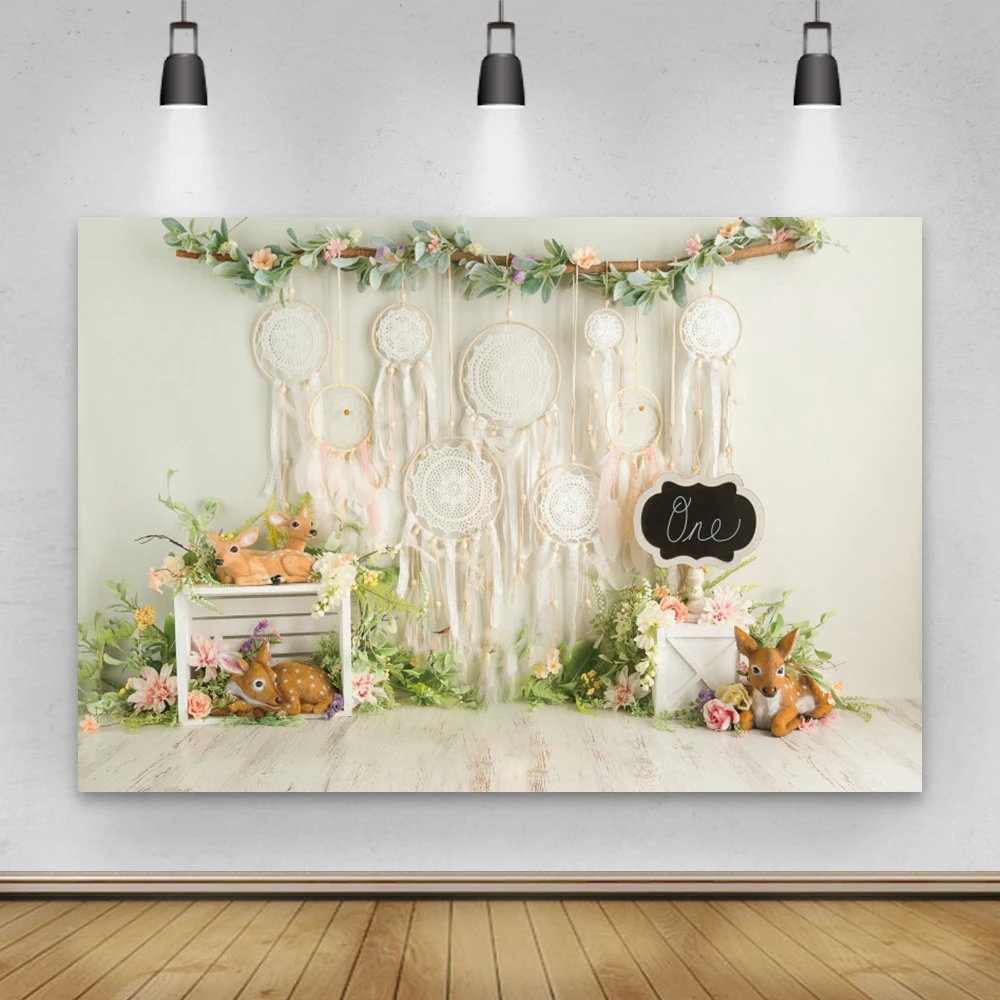 Виниловый фон для фотосъемки новорожденных с изображением Ловца снов Сики оленя