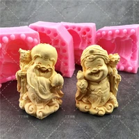 2pcs 3d lucky doll grandparents chocolate soap moulds diy fondant cake decorating tools silicone mold kitchen baking utensils