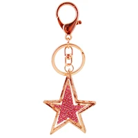 creative crystal five pointed star key ring rhinestone star car key chain exquisite charm female bag hanging ornaments keychain