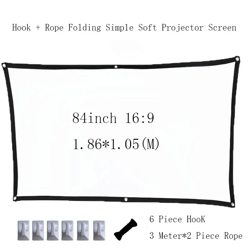 

Thinyou Simple Soft Screen 84 inch 16:9 Portable HD Foldable Anti-crease Projector Screen for Home Theater Outdoor Indoor