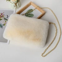 faux fur crossbody bags for women autumn winter plush purses and handbags female phone shoulder bag girls wallet
