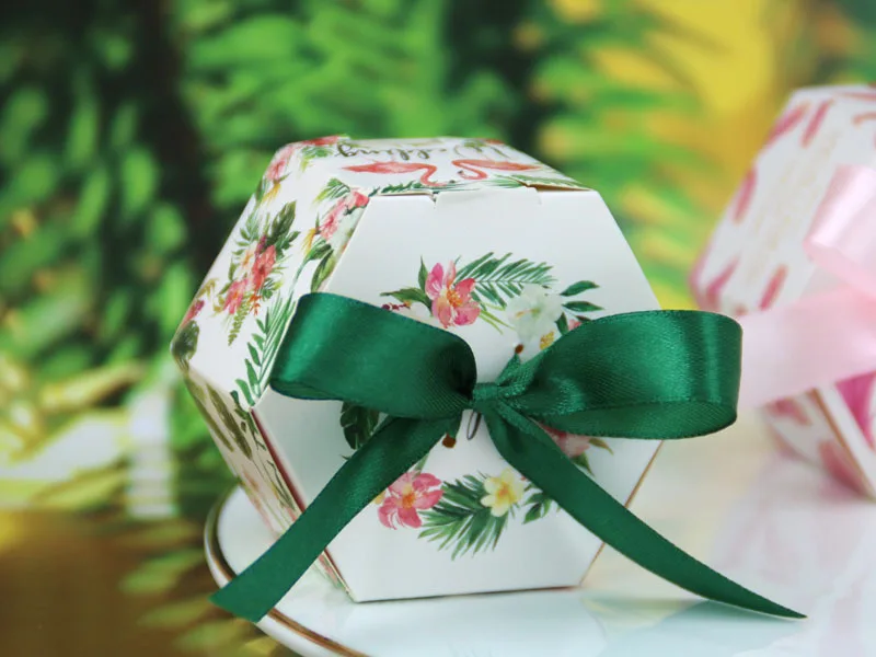 Фламинго Шестигранная конфетная коробка бумажная упаковка для шоколада