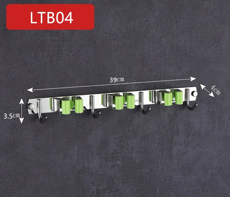 Green TB-04 Вешалка для метлы, швабра и метла, держатель для метлы, органайзер, зажимы, настенный садовый стеллаж для хранения с винтами - Цвет: Green TB-04