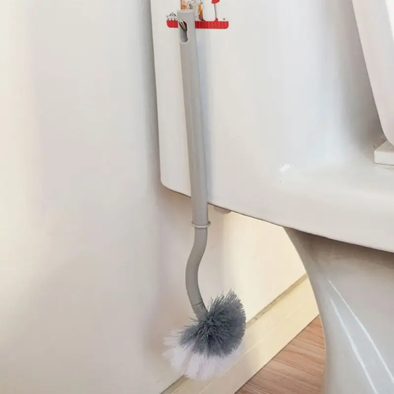 

Portable Thickened Plastic Long Handle Toilet Double Side Bathroom Cleaning Brush Curved Strong Decontamination Y9UA
