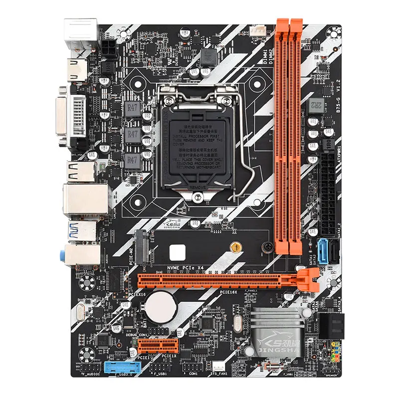 Günstig JINGSHA B75G LGA 1155 Motherboard Set Mit 2x8GB = 16GB 1600MHz DDR3 Desktop Speicher USB 3,0 SATA3 NVME M.2 Slot