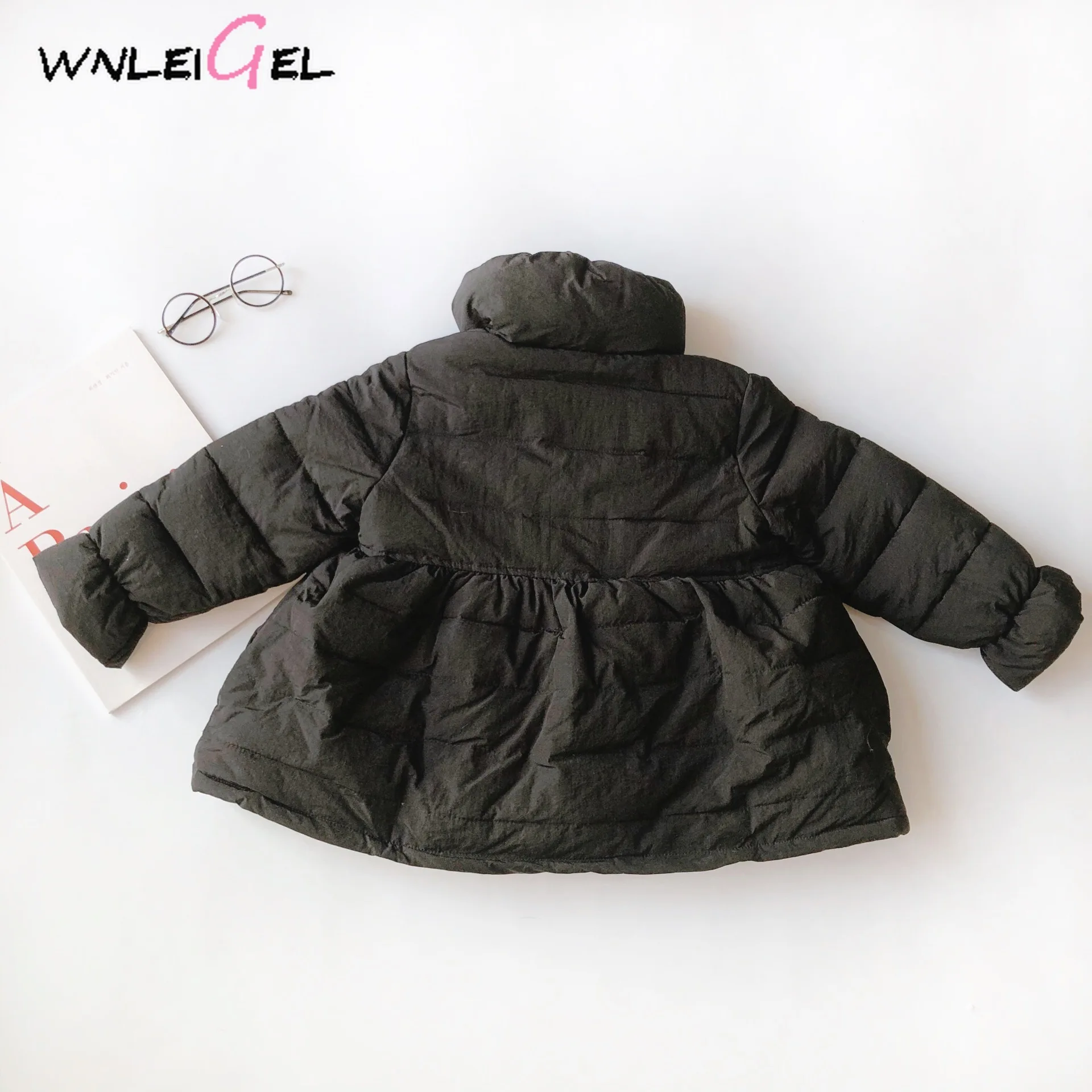 WLG/зимние парки для девочек детские розовые и черные плотные с высоким воротником