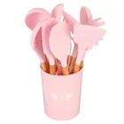 12 шт. силиконовых кейсов Пособия по кулинарии посуда набор антипригарных лопатка Черпак деревянная ручка, силикон Кухня Пособия по кулинарии набор посуды с ящик для хранения