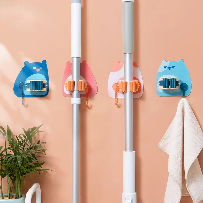 

Mop Broom Holder Shelves Towel Hanger Home Organization and Storage Wall Hook Bathroom Accessories Things for The Kitchen Nordic
