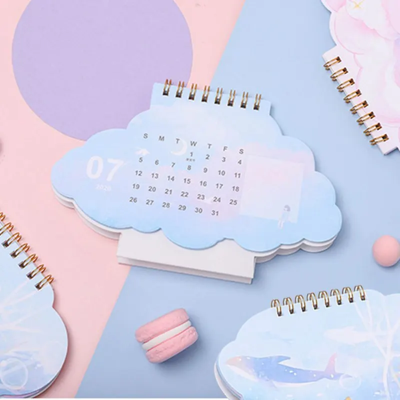 

For 2021 Cartoon Desk Calendar Cute Animal Shape Small Desk Calendar Coil Desktop Calendar Home Accessories