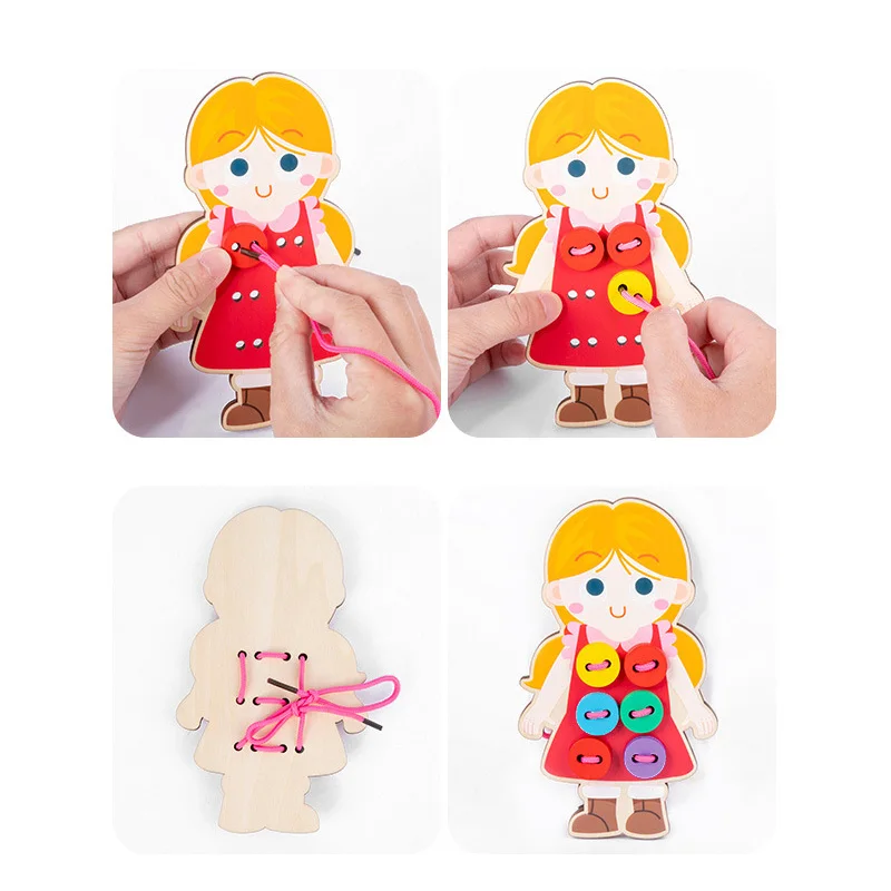 Juguetes de aprendizaje temprano para beb&eacute;s, juguetes educativos para aprender la vida b&aacute;sica, pr&aacute;ctica de cordones-3