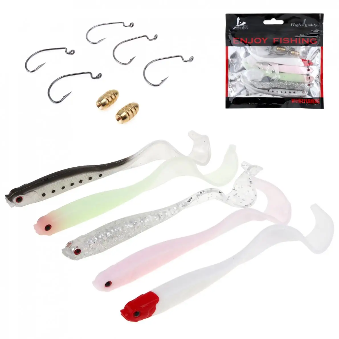 5 шт./лот длинная светящаяся мягкая рыболовная приманка плавающая кривошипный