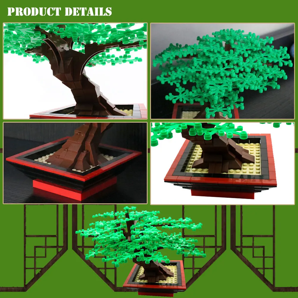 

BZDA City Creator bonsai Tree Building Blocks Street View plants Model Collectible botanical Bricks Educational Toys For Kids