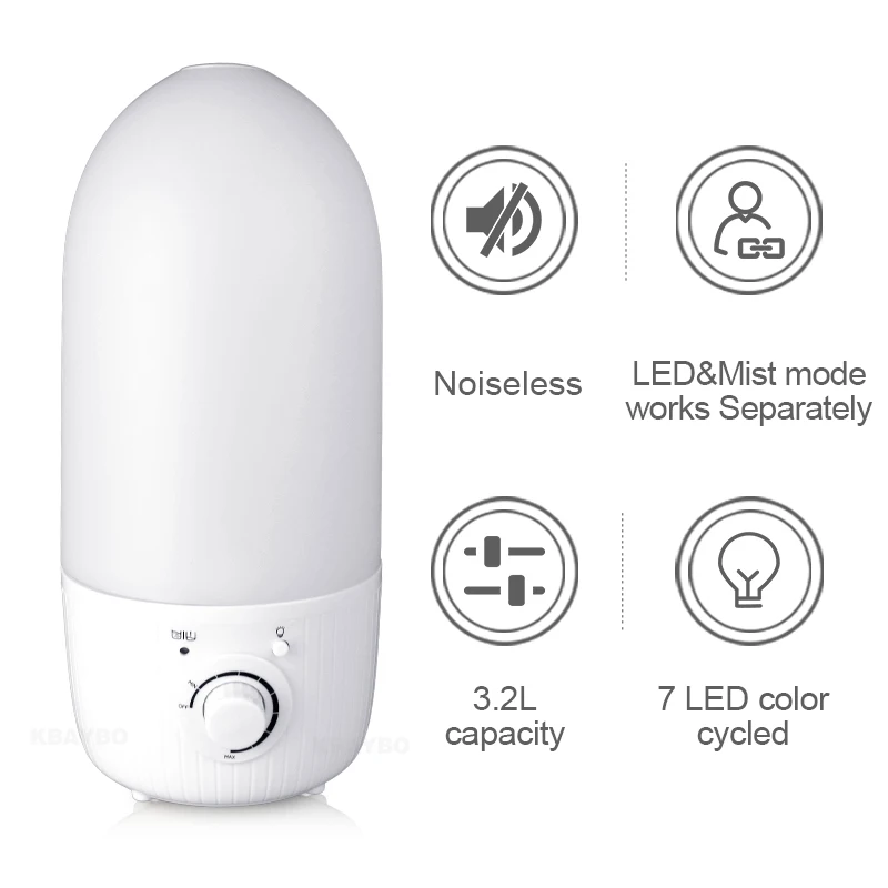 

Steam air purifier 3.2L ultrasonic humidifier, electric oil diffuser, sprayer, sprayer, air purifier, household vaporizer.