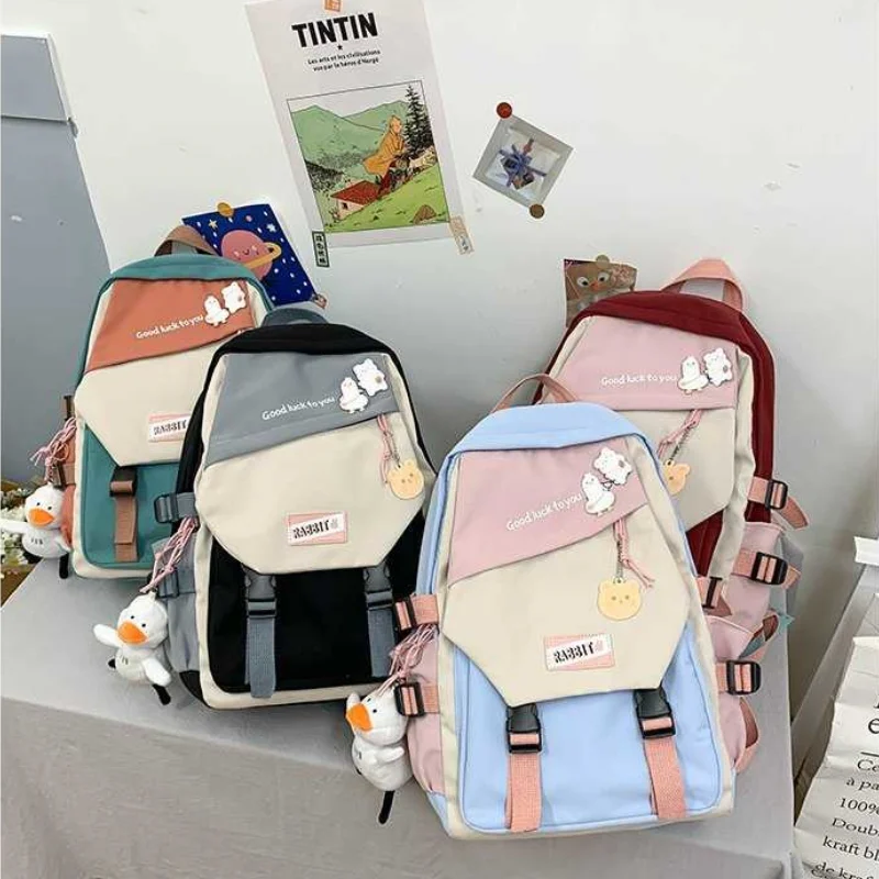 Simple Versatile High School Students Bag Cute Style School Bag Girls Korean Ulzzang Color Matching Backpack Women Backpack