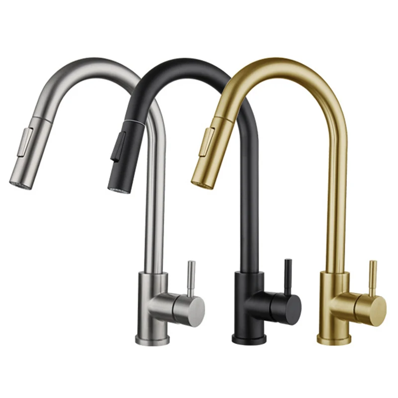 

Touching Kitchen Faucet with Pull Down Sprayer Single Handle Stainless Steel for Home Sink YE-Hot