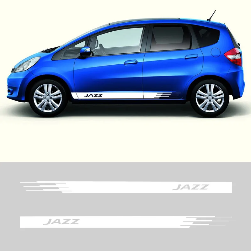 

2 шт. виниловая наклейка на автомобиль, боковые юбки, полосы, наклейки, графика, спортивный стиль для Honda Jazz
