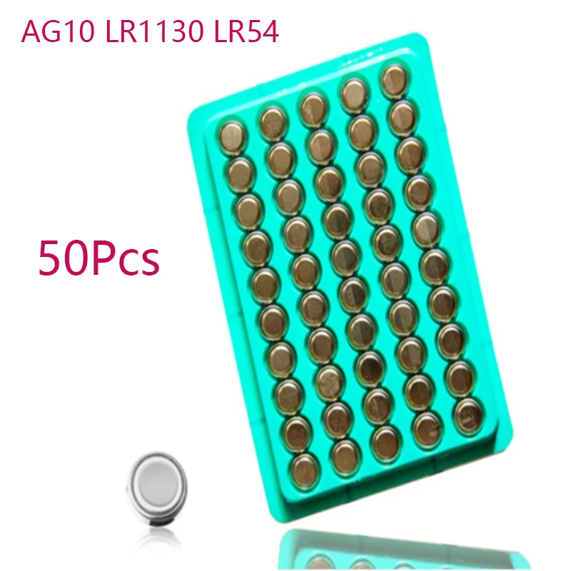 Новинка 50 шт./лот AG10 LR1130 LR54 389 SR113 189 кнопочный аккумулятор с монетницей автомобильный ветровое колесо игрушки часы калькулятор батареи