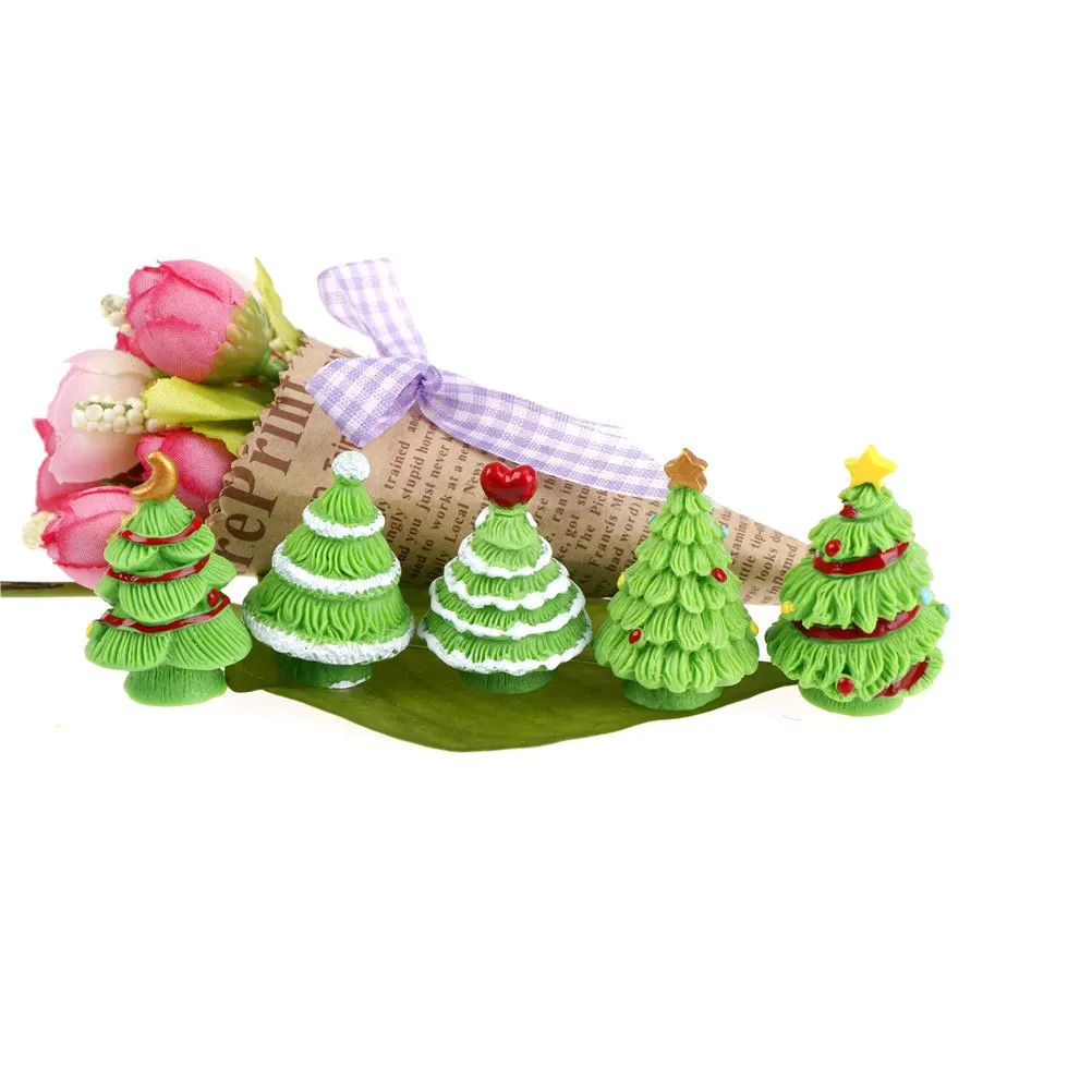 2 шт. смолы Новогодние ёлки миниатюрные фигурки/Цветущий сад фигурка куклы