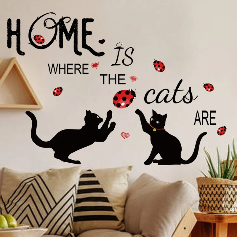 

Creative English Home Cat Wall Stickers Living Room Bedroom Children's Room Background Wall Decoration Stickers