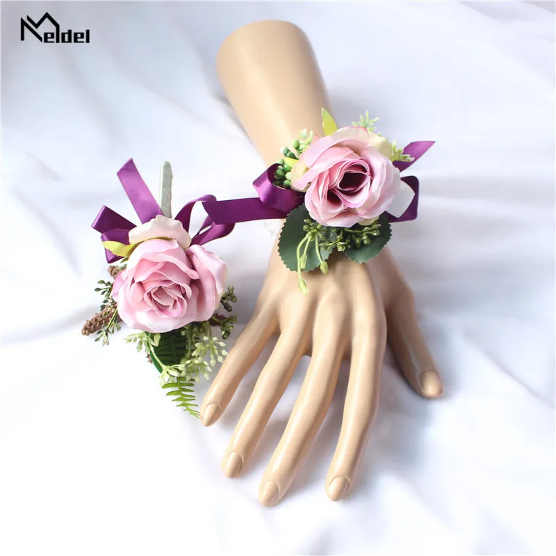 

Meldel Bridesmaid Bracelet Flowers Brooch Groom Boutonniere Buttonhole Wedding Corsage Pins Wedding Planner Marriage Accessories