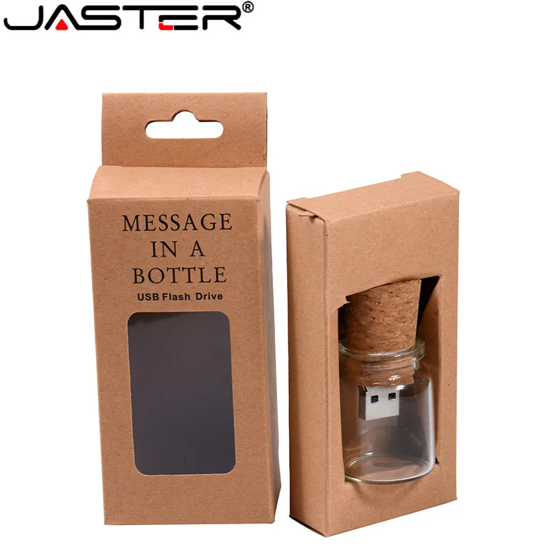 

JASTER Stylish creative Drift bottle + cork USB flash drive USB 2.0 4GB 8GB 16GB 32GB 64GB Photography Memory storage U disk