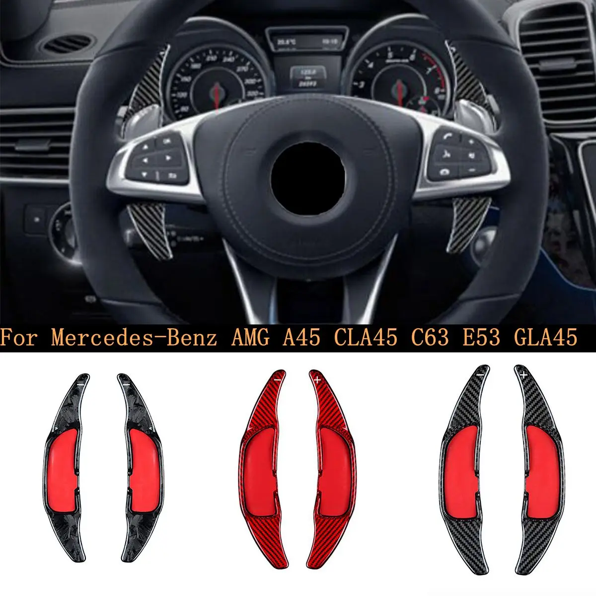 

Carbon Fiber Steering Wheel Shifter Paddle Auxiliary For Mercedes BENZ AMG A45 CLA45 C63 E53 GLA45 Car Styling