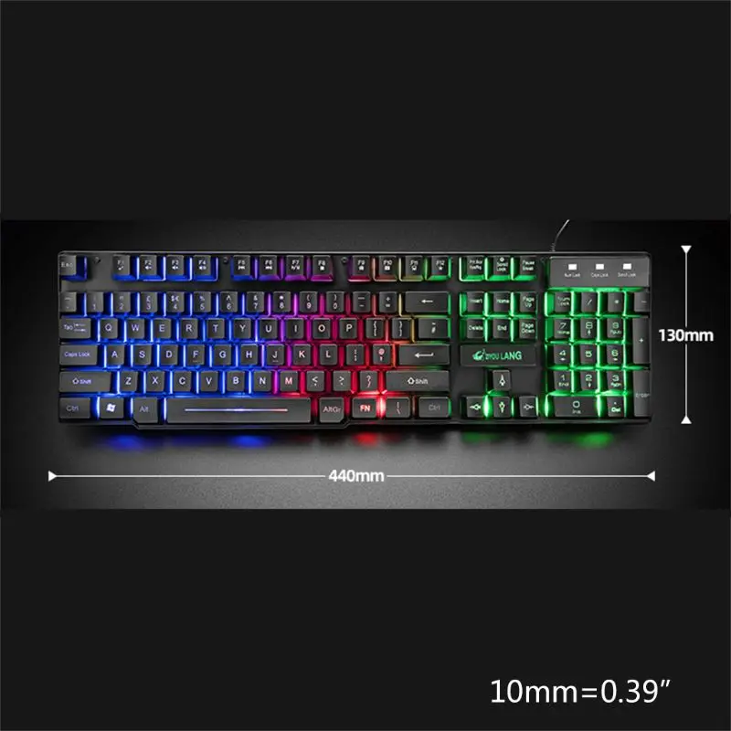 

1Set T11 Mechanical Keyboard Rainbow Backlight Keypad Mouse for PC Laptop Gaming