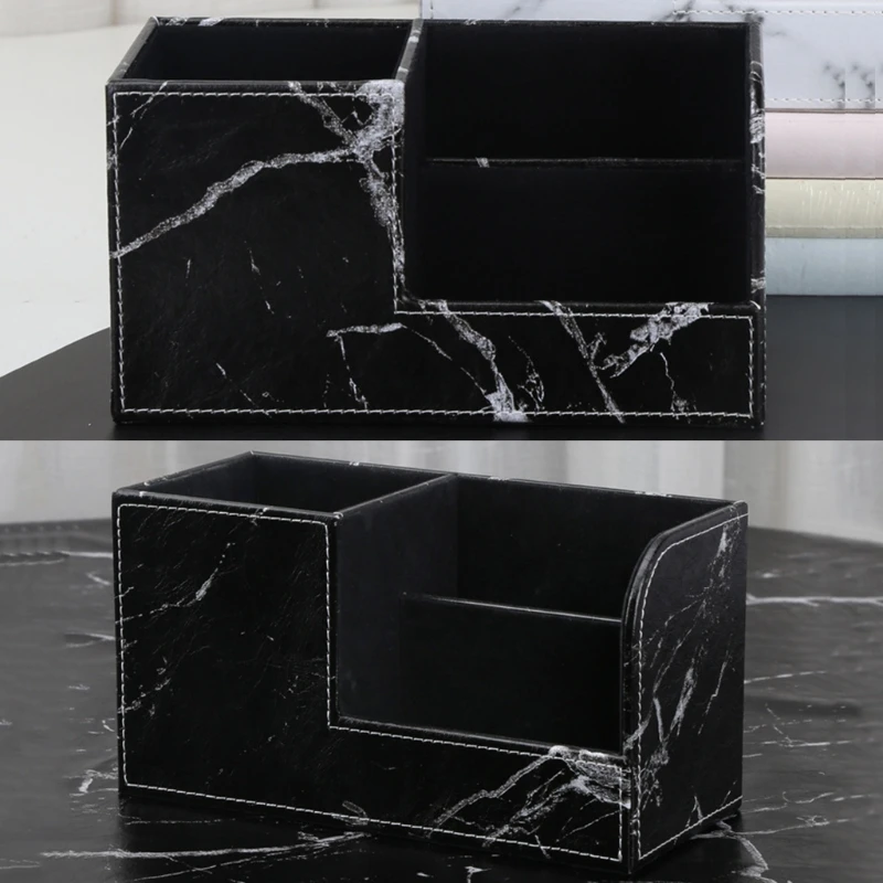 Черный Мраморный кожаный Настольный органайзер для канцелярских