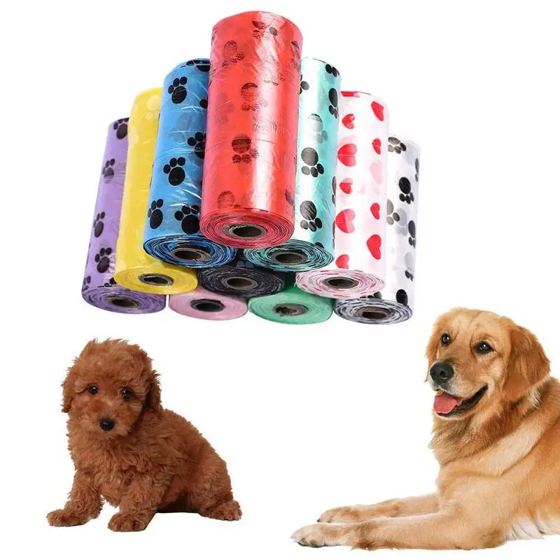 

1 Roll 15pcs Pet Supply Printing Cat Dog Poop Bags Refill Clean Pet Bag Color Outdoor Garbage Random Dog Y9C1