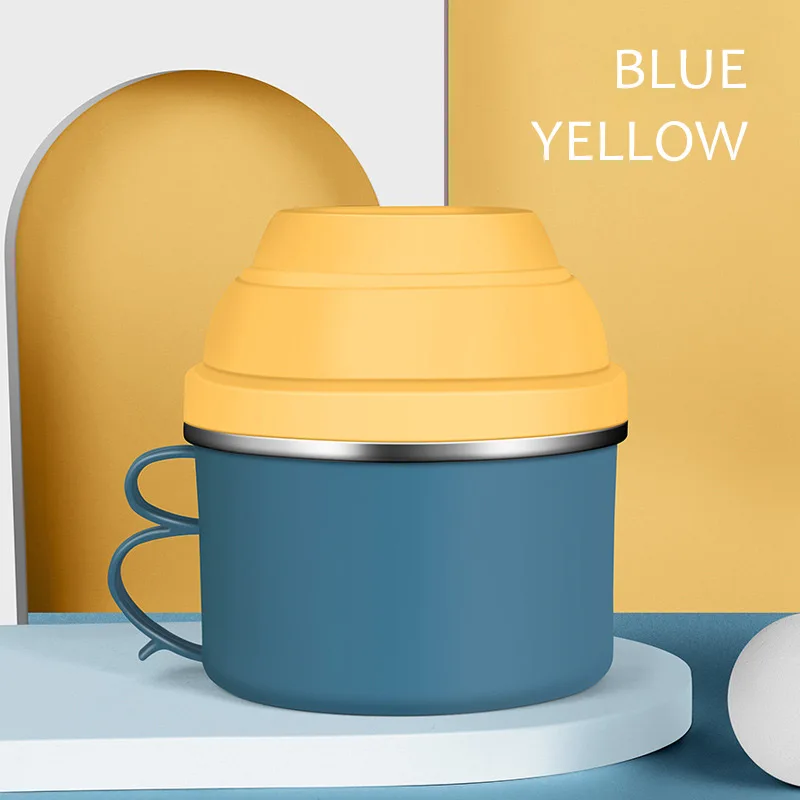 

304 Stainless Steel Fast Food Cup Double -Deck Lunchbox for Students Dormitory Canteen Outdoor Office Worker Bowl Lunchbox HWT