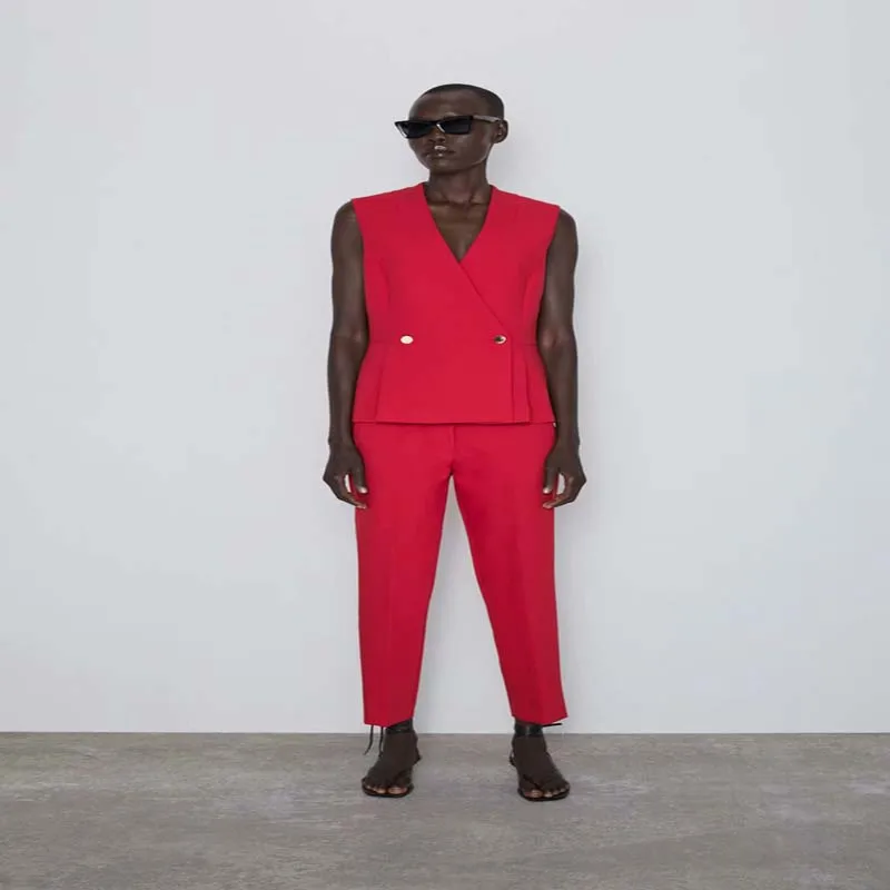 Лидер продаж новая мода красный жилет пальто женская офисная Повседневная